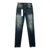 Designer män kvinnor byxor lila ksubi jeans high street lila retro färgplats slim fötter mikro elastiska jeans hip-hop blixtlås hål