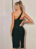 Casual jurken 2023 Zomer vrouwen sexy enkele schouder midden in stijl verband rayon mouwloze bodycon fashion celebrity feest