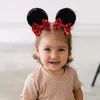 Headwear Hair Accessories 10Pairs/Lot Christmas 2.8"Mouse Ears Hair Clips For Children Sequins Bow Hairpins Girls Festival Party DIY Hair Accessories 231118