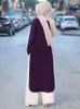 Vêtements ethniques Femmes Side Split Maxi Top Plus Taille Tenue à manches longues Solid Abaya Ramadan EID Kaftan Robe Marocaine Dubaï Islamique Judaïque