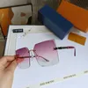 Fashion designer LOU VUT luxury Cool sunglasses 2022 New Square Frameless Trimmed Sunglasses Mesh Red Glasses Large Frame