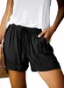 WielsScca dames trekkoord shorts zomer elastische taille casual lichtgewicht met zakken