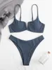 Kobiety na stroja kąpielową pchnięcia bikini damskie stałe stałe v solidne bikinis stroje kąpielowe set Sete Letnie kostium kąpielowy na plażę dla kobiet 230418