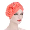 Donna Fiori Volant Turbante Berretti Musulmani Perle elastiche Foulard Cofano Accessori per capelli da donna Berretto indiano DE613