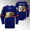 EUA Hockey 2023 IIHF World Champions Jersey Marinha Golden Hilary Knight Amanda Kessel Abbey Murphy Grace Zumwinkle Hannah Brandt Hannah Bilka Cayla Barnes Jersey