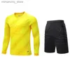 Collectable New Men's Adult Soccer Goalkeeper Uniform Protective Sponge long Seve Kid Training Football Goalkeeper Soccer Jersey Top Pants Q231117