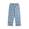 Dżinsy męskie dżinsy niebieskie męskie męskie luźne proste spodnie streetwear w lupgy dżinsowe odzież graficzna w lupgy 230418