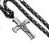 Jesus crucificação cruz pingente colar para homens mulheres ouro prata cor preta aço inoxidável corrente bizanina moda jóias colar