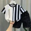 Ensembles de vêtements garçon vêtements d'été costume nouveaux enfants ensemble garçons t-shirt à manches courtes shorts 2 pièces ensemble enfants costume 2 4 6 8 ans