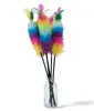 Rainbow Color Wool Top Toys Cat Kitten Teaser Stick Pet Stick Dh947