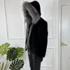 Men's Jackets Men Rabbit Fur Coat Winter Short Real Rex Jacket With Hood Black Coats Chinchilla 231118