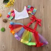 Kleidung Sets Mode 2 Stücke Kleinkind Kinder Baby Mädchen Party Formale Kurzarm Crop Tops Mesh Rock Outfits Kleidung Kostüm 230418