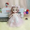 Dockor 17cm BJD GIRLS DOLL MOVERABLE JOINTS PRINCESS DRESS 3D EYES CONVERTIBLE KLÄNNING MINI Toys For Christmas Gifts 231117