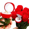10 st smycken lådor Creative Rose Ring Box Red Velvet Rose Earrings Display Stand Present Box Bridal Engagement Smycken Lagring Box 231118