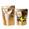Packing Bags Gold With Window Stand Up Aluminum Foil Bag Lines Self Seal Food Storage Doypack Coffee Tea Snack Party Pouch Lx180 Dro Dhc8L