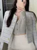 Damen Jacken Woherb Casual Tops Mode Tweed Gestreift für Frauen Ropa Mujer Temperament Tunika Vintage Koreanische Mantel Kleidung 231118