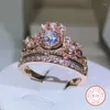Pierścienie klastra 925 Srebrna sprzedaż Pierścień Crown Cliron dla kobiet Blingbling urodzinowe zaręczyny Prezent biżuterii ślubnej