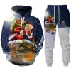 Survêtements pour hommes Année Joyeux Noël 3D Sweat à capuche / costume imprimé mode sweat-shirt pantalon survêtement ensemble hommes drôle fête streetwear vêtements hauts 231117