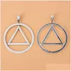 Pendant Necklaces 5Pcs Sier Color Alcoholics Anonymous Reery Sobriety Triangle Symbol Round Charms Pendants For Necklace Jewelry Dro Dhasu