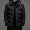 Men's Down Parkas High end fashion down jacket men's detachable hat 2023 winter business casual thickened warm cotton hooded windproof coat 231117