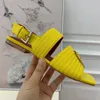 Sandals Summer Raffia Charms Thong Flattie open-toe shoes Flat heels women Luxury Designers leather outsole Casual Party shoes factory footwear