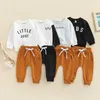 Kledingsets Citgeett Herfst Toddler Baby Boy Girls Fall Outfits Letter Print Pullover Tops Letter Print Tops en Pants Spring Deset P230418