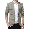 Costumes pour hommes et printemps automne Blazers hommes vestes 2023 arrivée hommes décontracté Plaid Slim Fit manteau mâle kaki veste M-4XL