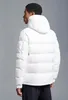 Vestes Parkas en duvet de canard blanc pour hommes, avec fermeture éclair, capuche rayée, manteaux courts Slim, automne hiver 2023, MKM019