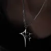 Pendant Necklaces Cross Structure Enamel Heart Necklace Star Pendant Y2K Punk Cool Neck Jewelry for Egirls Black Metal Tassel Fashion Accessories Z0417