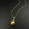 High Quality Pendant Solid Gold Seawater Pearl With Natural Diamond Necklace Women Fine Jewelry