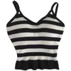 Women's Tanks Camis knitted camis for woman tops for women stripes crop tops built in bra spaghetti strap camisole female tank dropp 230417