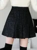 Skirts HMA Autumn Winter Fashion Tweed Short Skirt Women's Versatile A-Line High Waist Woolen Pleated Skirt 231117