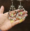 Boucles d'oreilles pendantes Champignon vert olive magique debout sur la lune Prehnite Cottagecore Jewelry Witchy Boho
