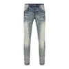 Jeans pour hommes européens et américains, nouveau lavage, patch tie-dye, ondulation de l'eau, patchwork bleu, coupe slim