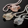 Punk Hip Hop Wolf Head Necklace Pendant Mens Animal Charm Iced OUt Cubic Zirconia Clavicle Chain Fashion Versatile Personalized Jewelry Collier Gifts for Men