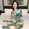 Jedwabny piżama damski Sumping Sumpard Silk Silk Leopard Sexy High-end Luksusowy swobodny dom do noszenia damski