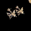 Dangle Avize Yeni Moda Hollow Butterfly Seherbaz Küpeler Kadınlar Kızlar Renkli Rhinestone Charm Drop Küpe Boucle Oreille Fine Jewelry