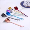 Spoons Colorf Heart Shape Stainless Steel Coffee Spoon Dessert Sugar Stirring Ice Cream Yogurt Honey Kitchen Gift Lx0051 Drop Delive Dhbc3