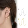 Women Earrings Ear Clips Gold Silver Color Chain Tassel Earrings Irregular Geometry Insert Diamond Ear Clip Fashion Jewelry Gift