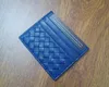 Wholesale high quality Genuine Leather wallets mini thin cowhide Crochet purse Fashion card holder case blue color