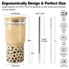 Muggar 4 bitar av 700 ml Glass Straw Bamboo Cover Cold Drink Cups Transparenta TEA DRINS Vintage Family Party Bars Cocktails Whisky 231117