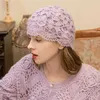 Berets Handmade Vintage Beret Women Lady Knit Crochet Beanie Hat Winter Warm Cap Women's Knitting Flower Wool