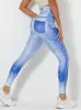 Leggings femininas 2023 Jeans de imitação de ioga Mulheres correndo fitness push up scrunch calças justas de cintura alta s