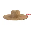 Berets 202303-shi Ins Drop Summer Natural Sunflower Leaf Grass Hand-woven Solid Wide Brim Fedoras Cap Men Women Panama Jazz Hat