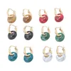 Stud Earrings 2023 Colorful Round Resin Acrylic Charms Earring Gold Color Circle Ear Buckle Hoop For Women Cute Gift Jewelry