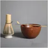 Coffee & Tea Sets Matcha Traditional Gift Set Bamboo Whisk Scoop Ceremic Bowl Holder Japanese Tea Sets Drop Delivery Home Garden Kitch Dhgo8