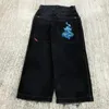 Мужские джинсы JNCO Jeans Y2K Мужские хип-хоп с графическим принтом Ретро синие свободные джинсы Джинсовые брюки Неоготические широкие брюки с высокой талией Уличная одежда 231117