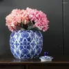 Le stockage met en bouteille la décoration bleue et blanche de vase en porcelaine de pot en céramique de Jingdezhen