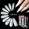 False Nails 100 PCSbox Quick Extension Full Cover Fake Fake Clear White Water Drop Coffin Tips Finger Nail Art Mold 230418