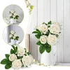 Fiori decorativi autunnali Mazzo artificiale all'aperto Rose finte Rose Home Party Wedding Decor Bouquet con stelo